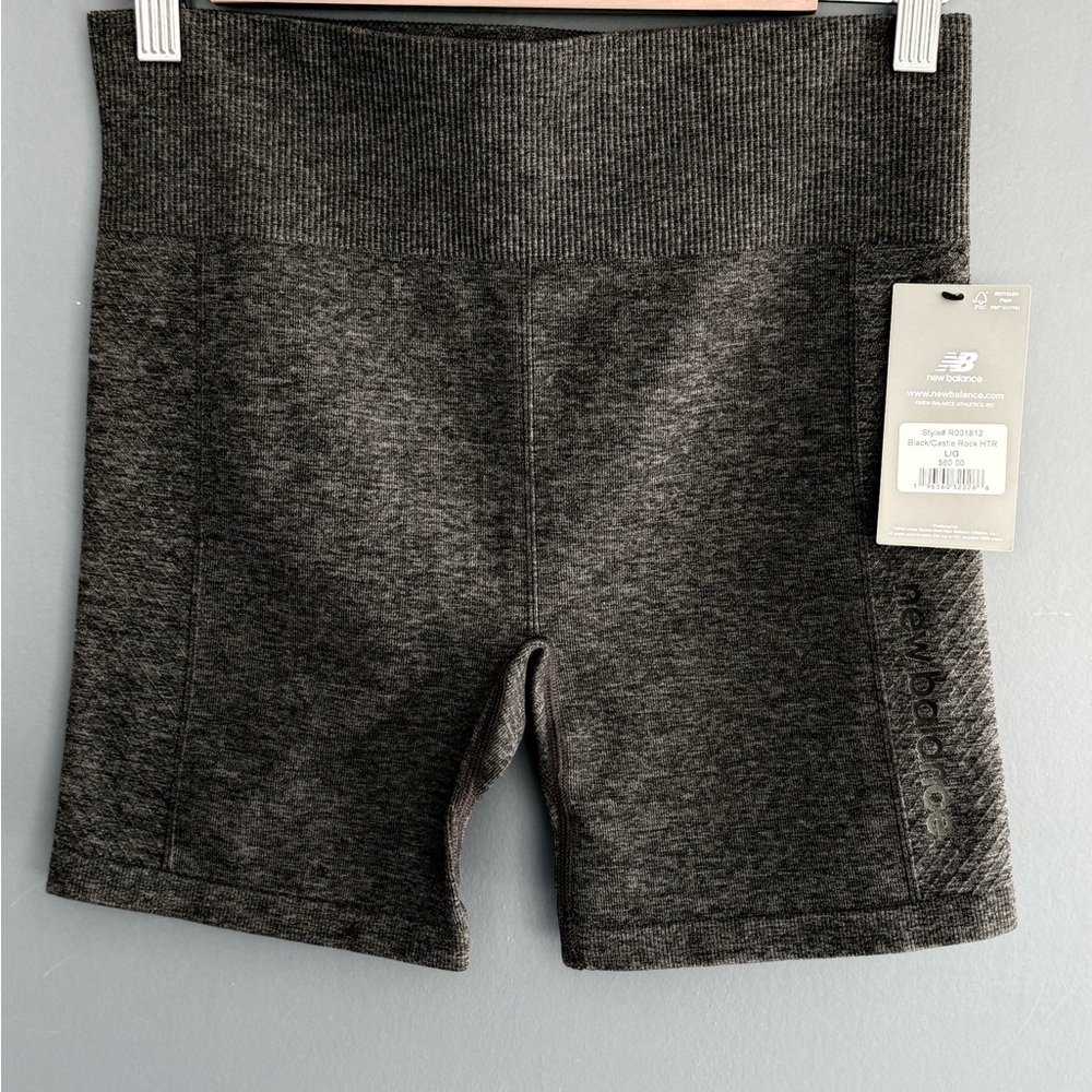 New Balance Gray Bike Shorts High-Waisted Stretch